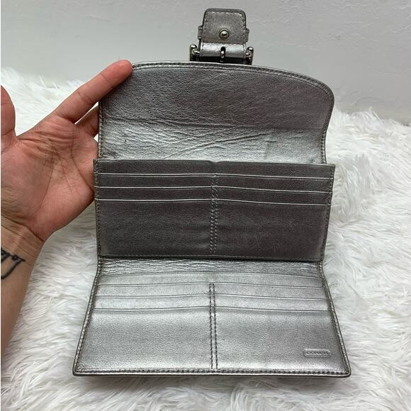 COACH Silver Purple Signature Nylon Wallet - Picture 6 of 12